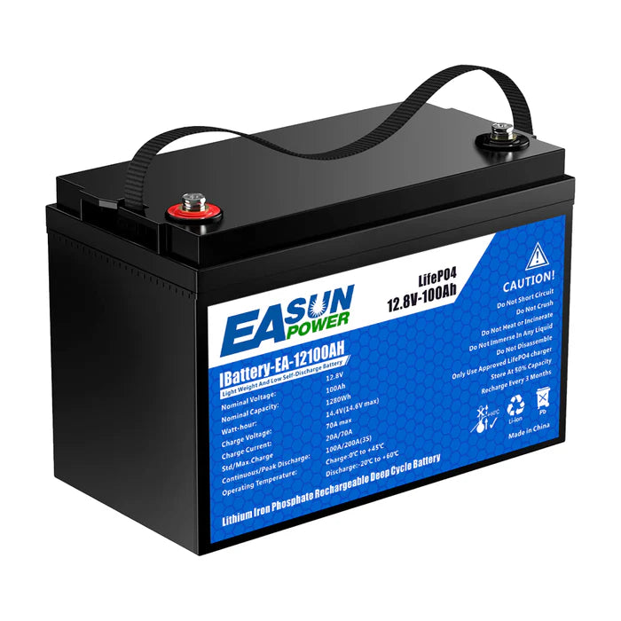 Batería LiFePO4 12V 100Ah Easun Power, Grado A, 6000 Ciclos, Envío sin impuestos