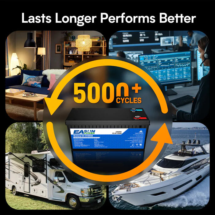 Batería LiFePO4 24V 100Ah Easun, BMS 100A, Grado A, sin impuestos