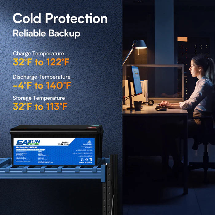 Batería LiFePO4 24V 100Ah Easun, BMS 100A, Grado A, sin impuestos