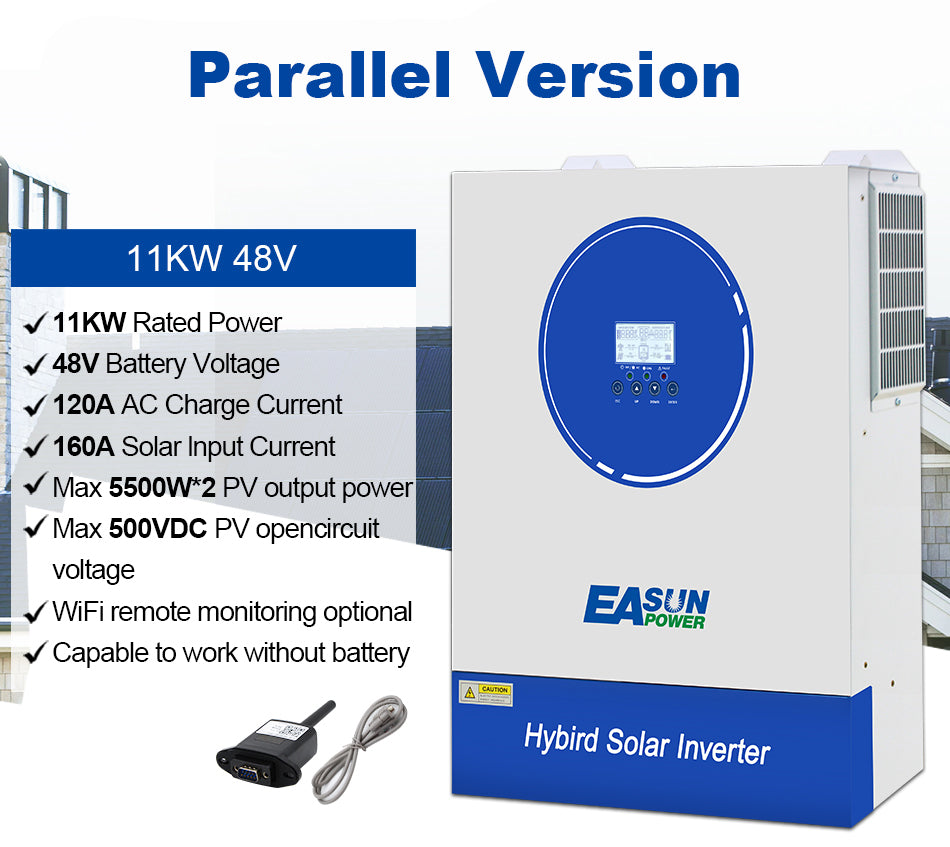 Inversor Fuera de Red Easunpower 11KW Cargador MPPT 160A con WiFi